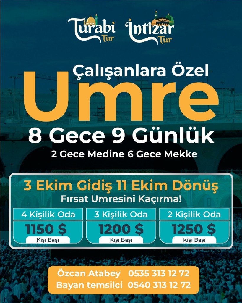 Çalışanlara Özel Umre (8 Gece 9 Gün)
